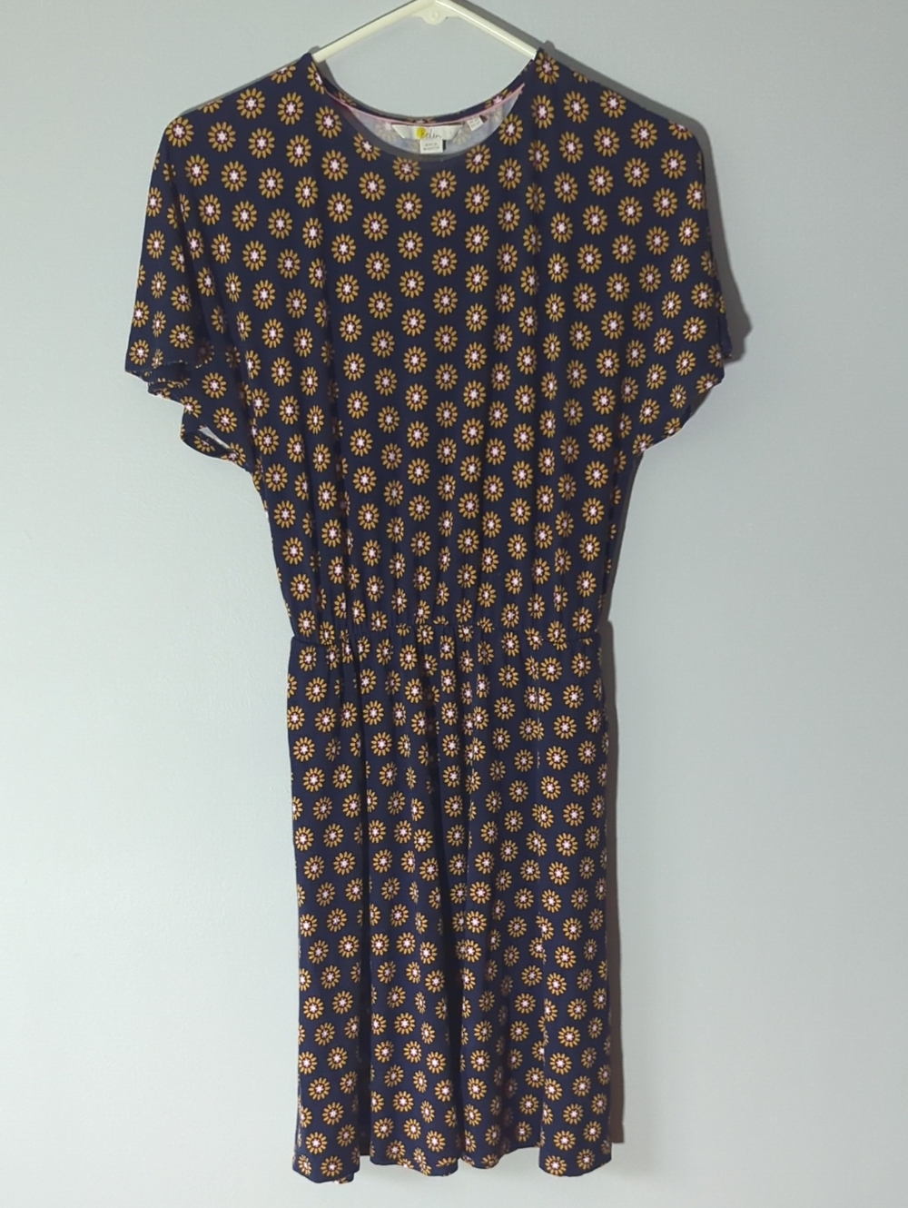 Boden Navy Midi Dress with Yellow Daisy Print